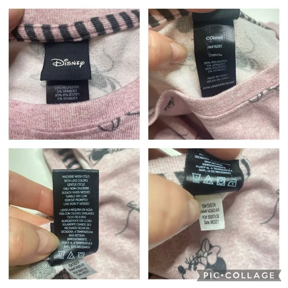 Disney Pajama Loungewear Set Mickey Minnie Mouse Soft Pink Women’s Sz XL - Picture 14 of 16
